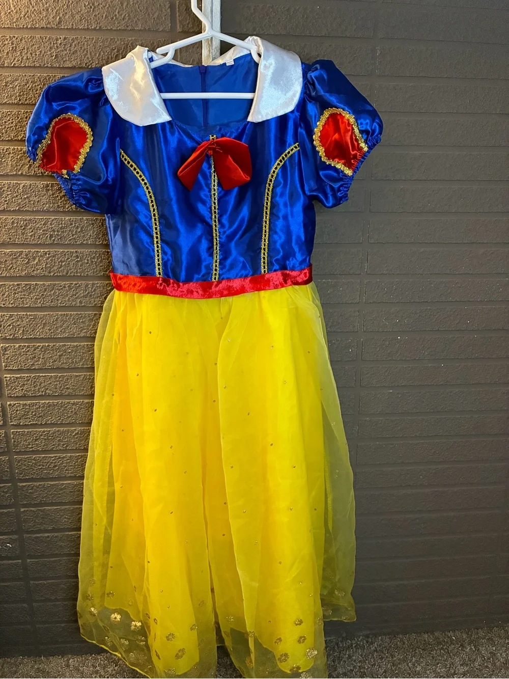 Snow White Princess Costume Dress Girls Size 7/8 Blue Yellow Halloween Dress Up